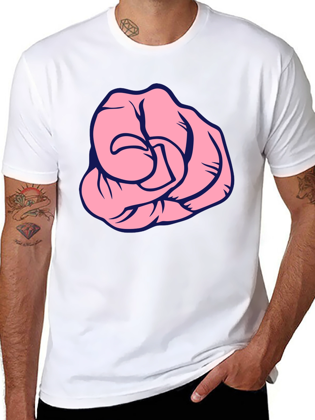 Pink Fist Graphic Black T-Shirt