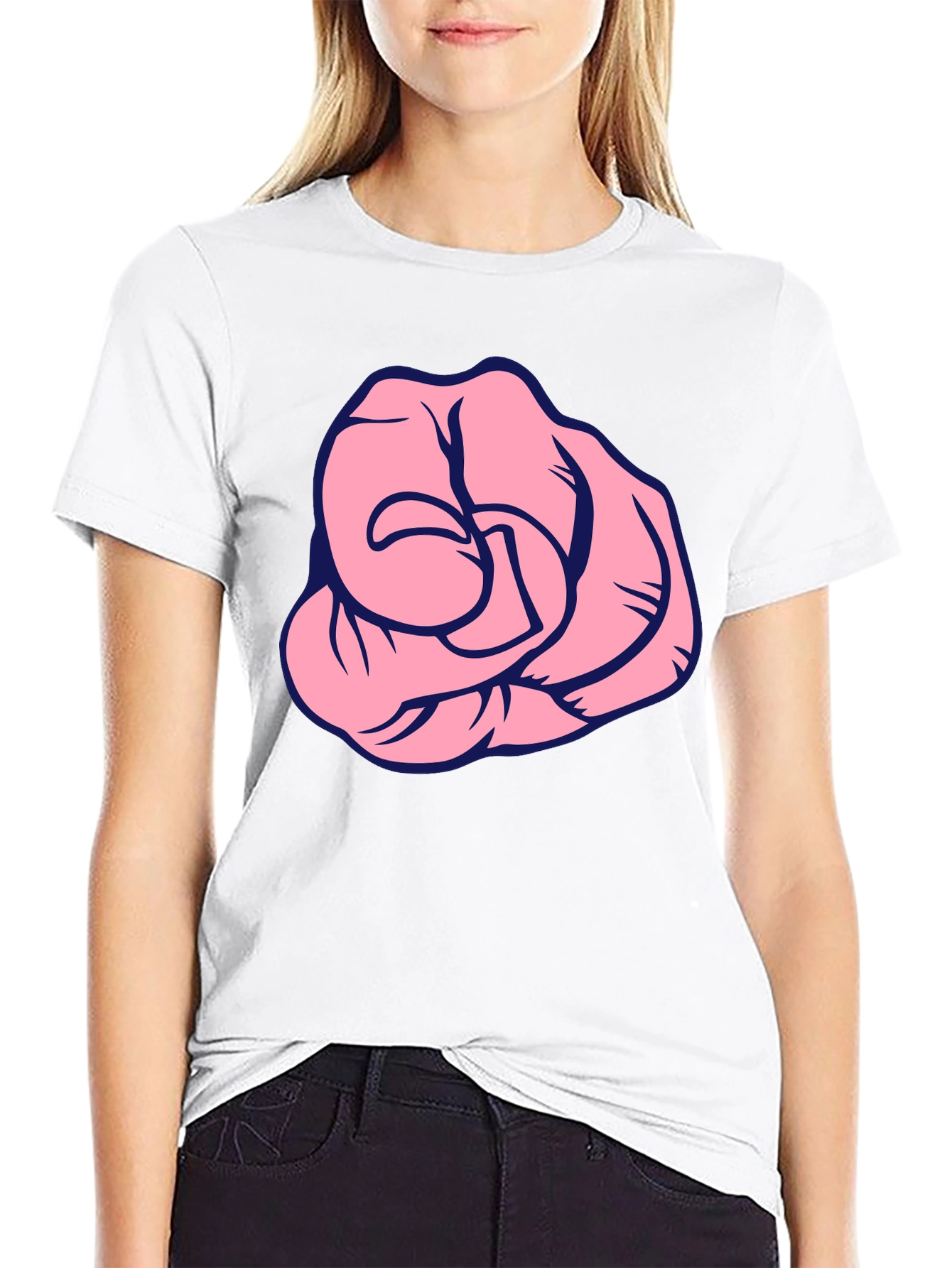 Pink Fist Graphic Black T-Shirt