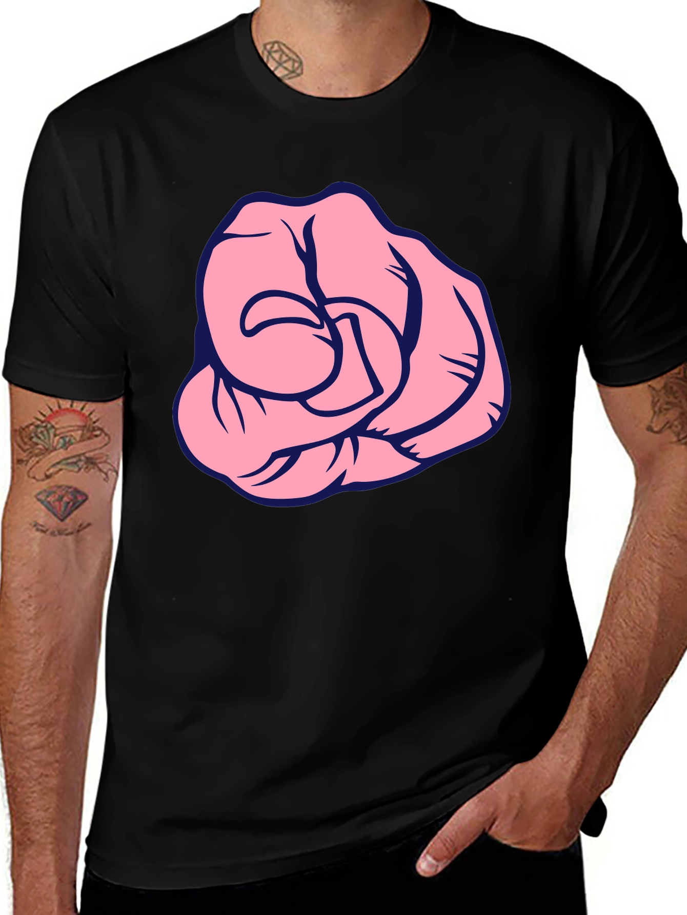 Pink Fist Graphic Black T-Shirt