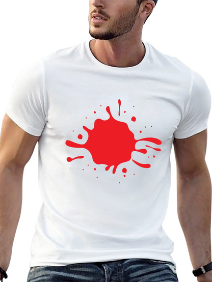 Red Splash Graphic Print Black T-Shirt