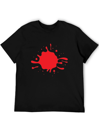 Red Splash Graphic Print Black T-Shirt