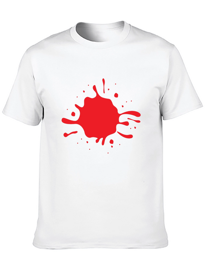 Red Splash Graphic Print Black T-Shirt