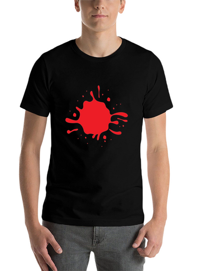 Red Splash Graphic Print Black T-Shirt
