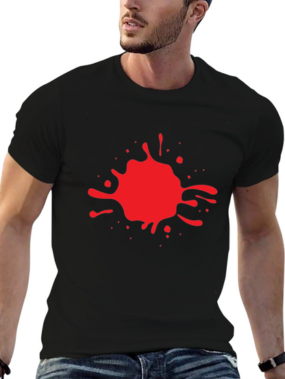 Red Splash Graphic Print Black T-Shirt