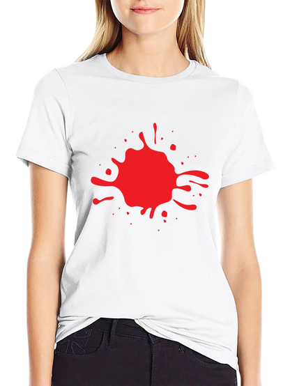 Red Splash Graphic Print Black T-Shirt