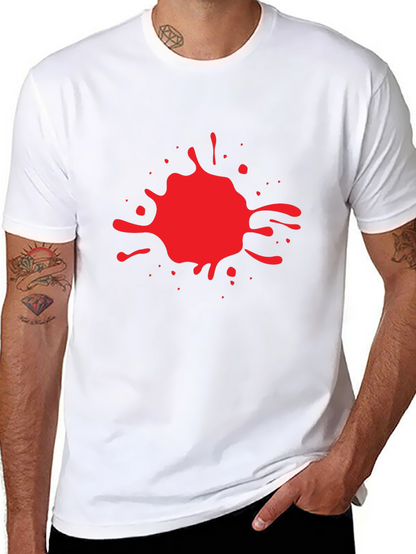 Red Splash Graphic Print Black T-Shirt