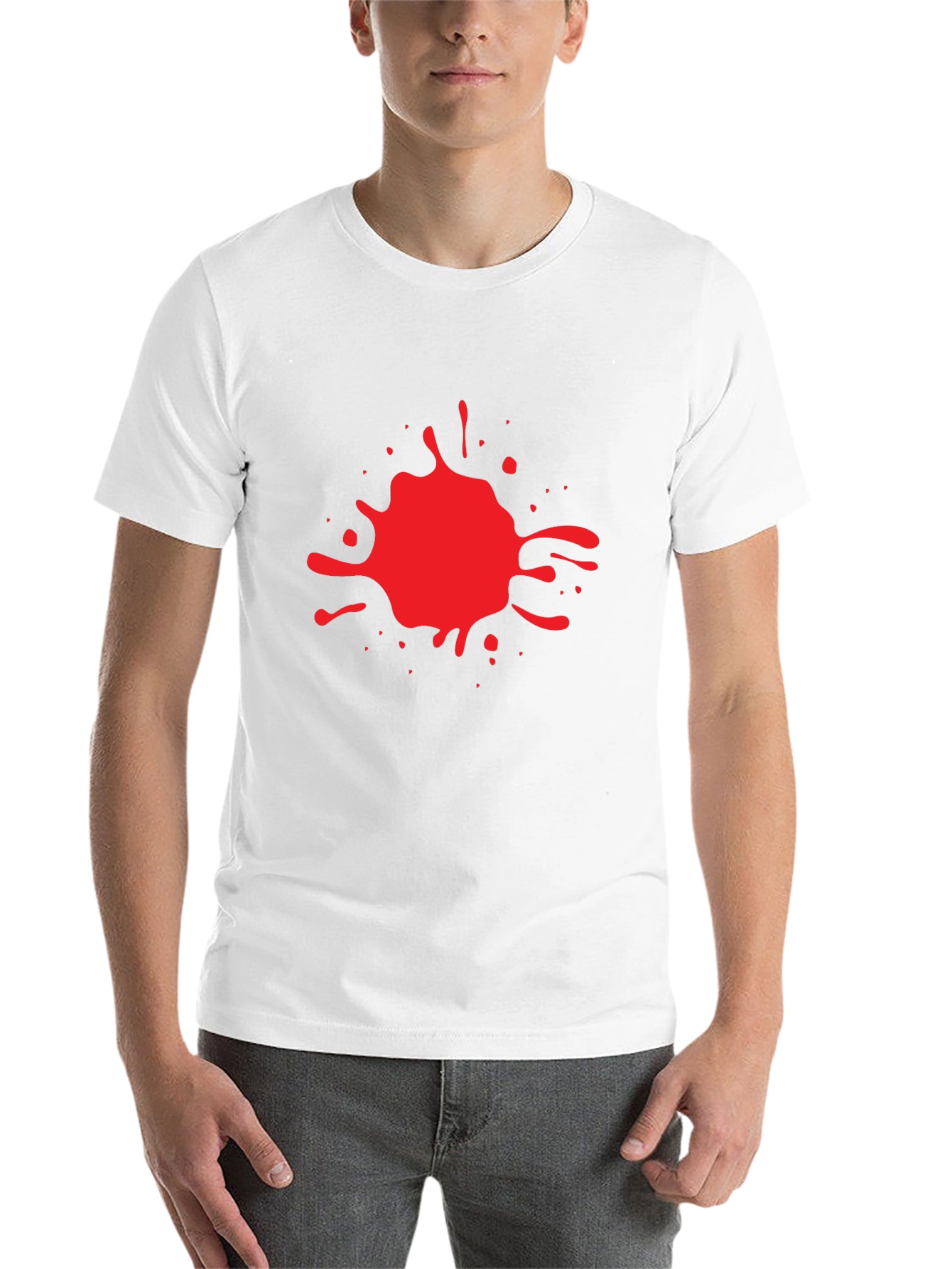 Red Splash Graphic Print Black T-Shirt