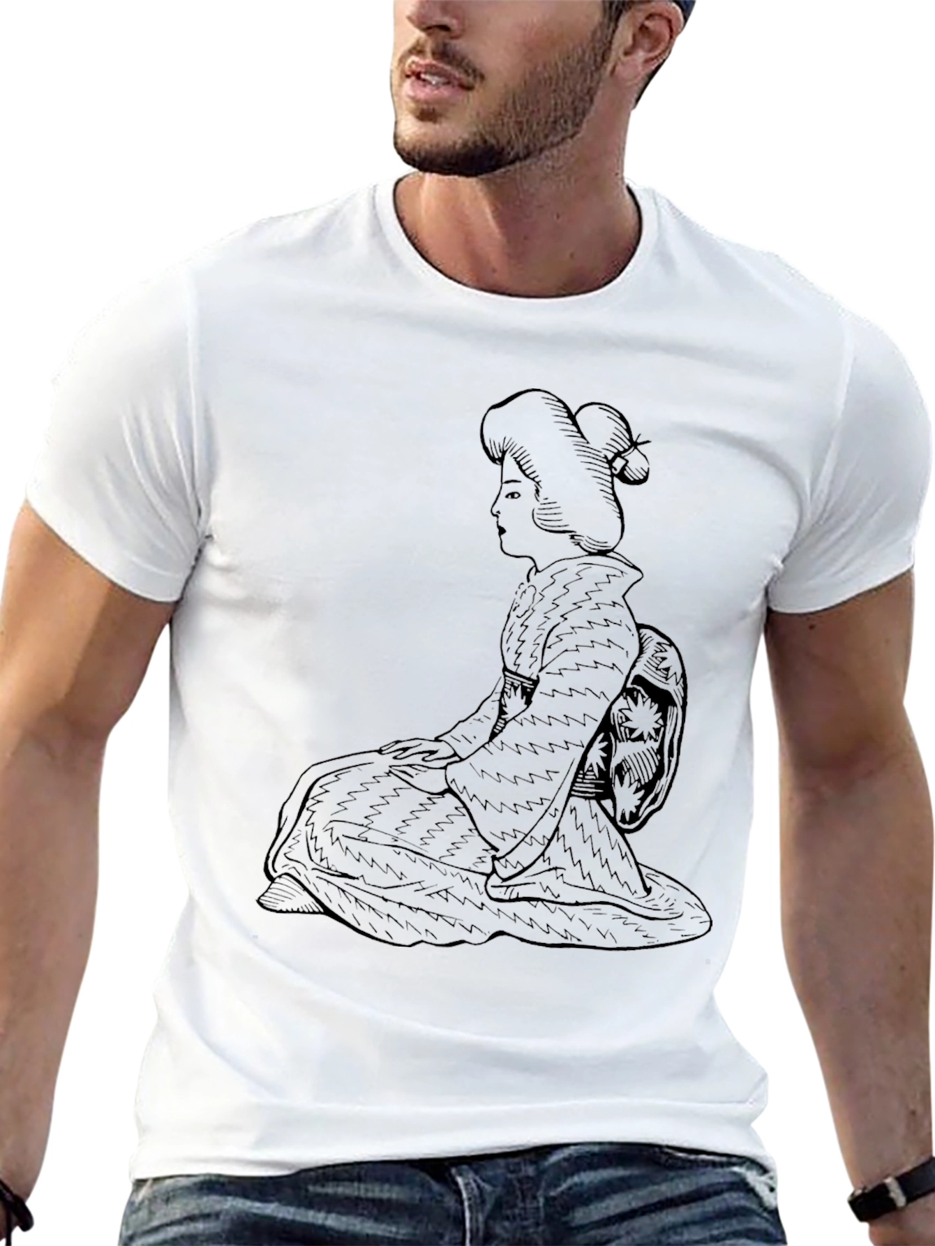 Black Geisha Graphic Tee - Unique Japanese Style