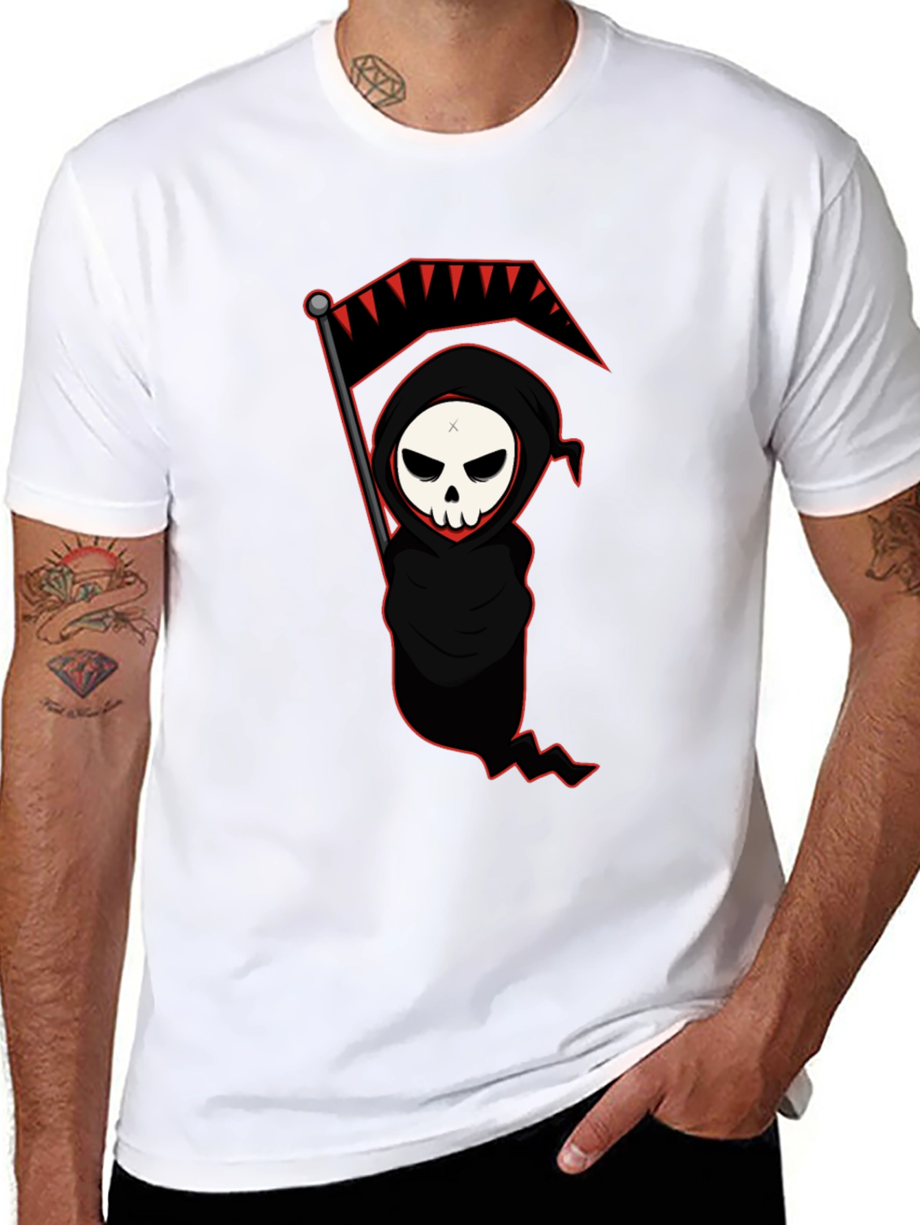 Grim Reaper Graphic Tee - Black Cotton T-Shirt