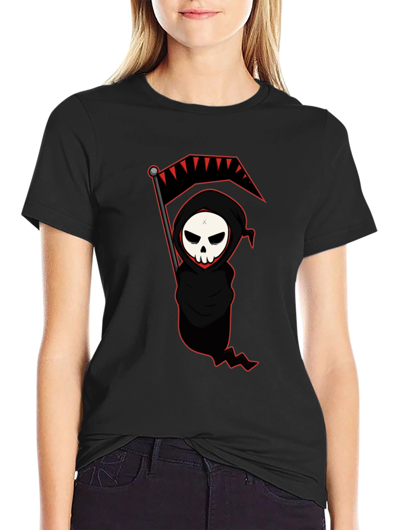 Grim Reaper Graphic Tee - Black Cotton T-Shirt
