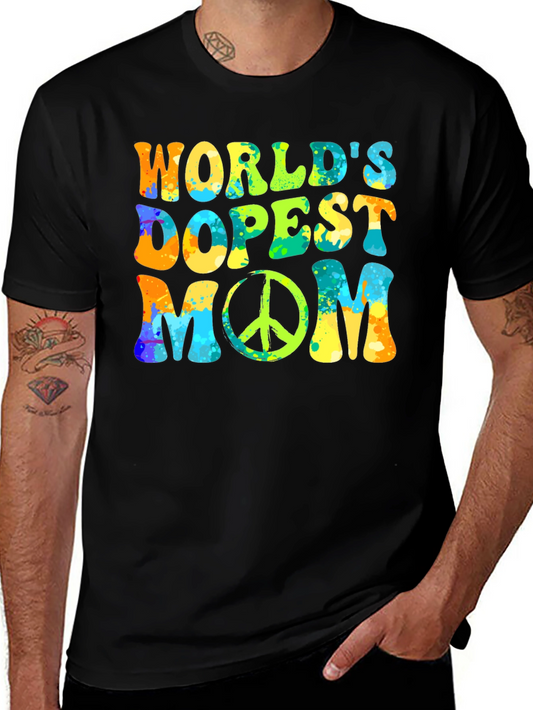 Worlds Dopest Mom T-Shirt: Retro Peace Sign Design