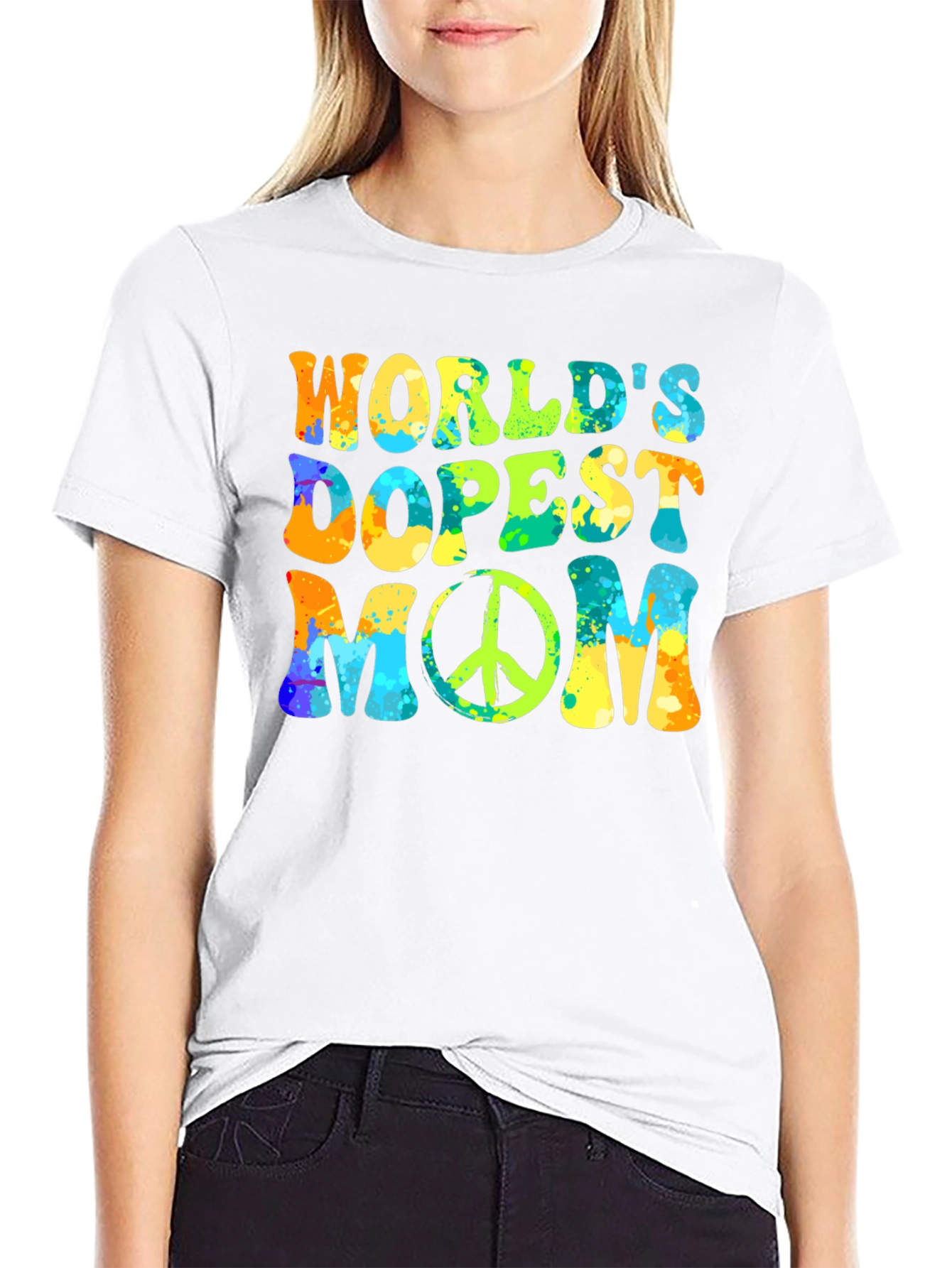 Worlds Dopest Mom T-Shirt: Retro Peace Sign Design