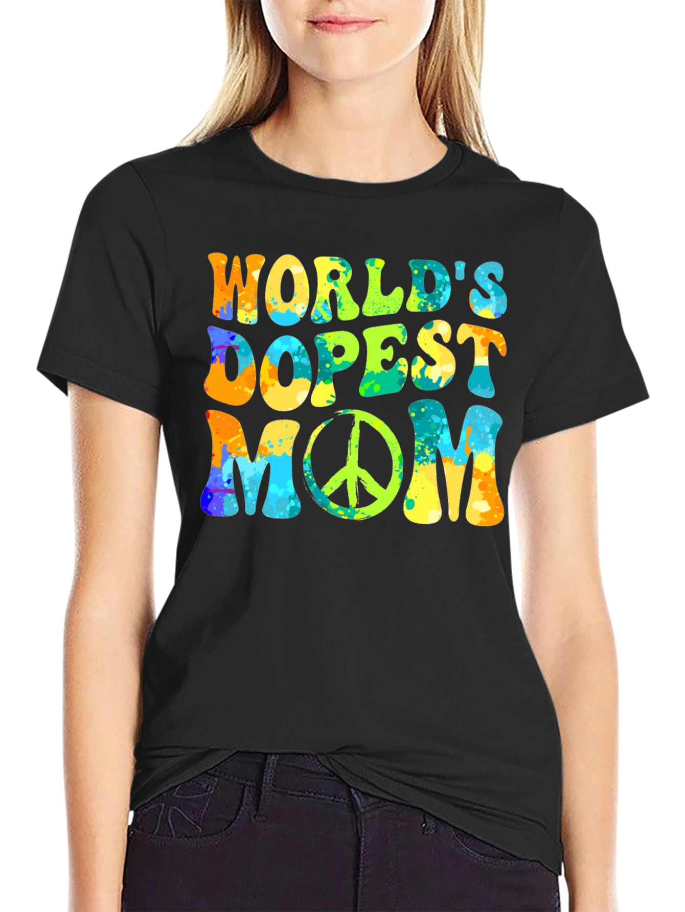 Worlds Dopest Mom T-Shirt: Retro Peace Sign Design