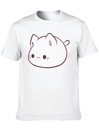 Cute Cat Blob Graphic Tee - Soft Cotton Blend