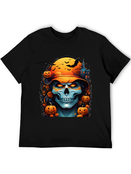 Halloween Skull Graphic Tee - Spooky Season Shirt