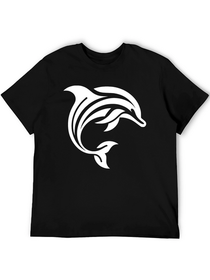 Black T-Shirt with White Dolphin Design