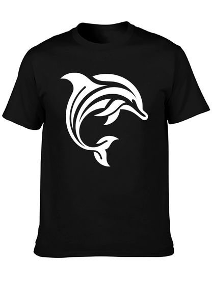 Black T-Shirt with White Dolphin Design