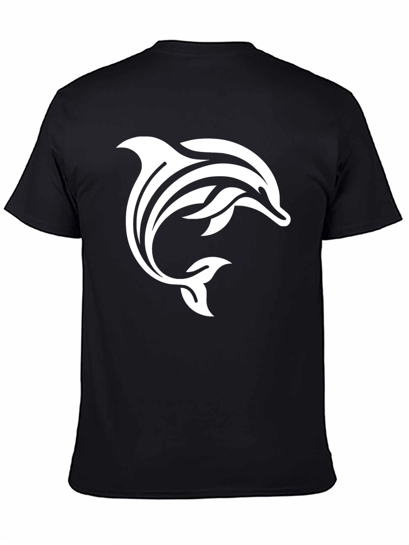 Black T-Shirt with White Dolphin Design