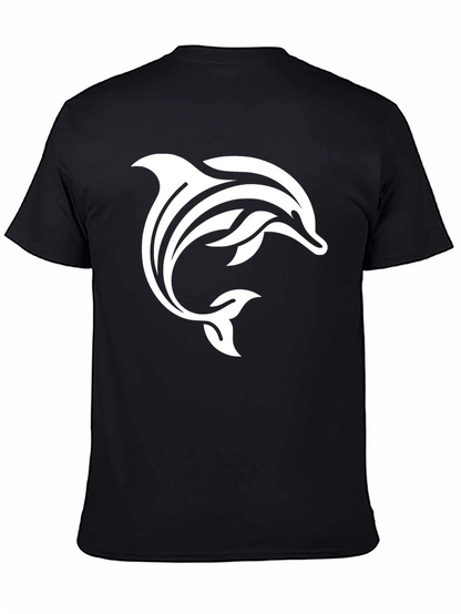 Black T-Shirt with White Dolphin Design