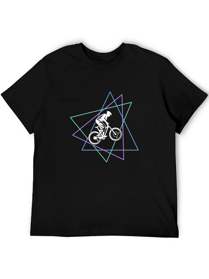 Geometric Mountain Bike Graphic Tee - Black