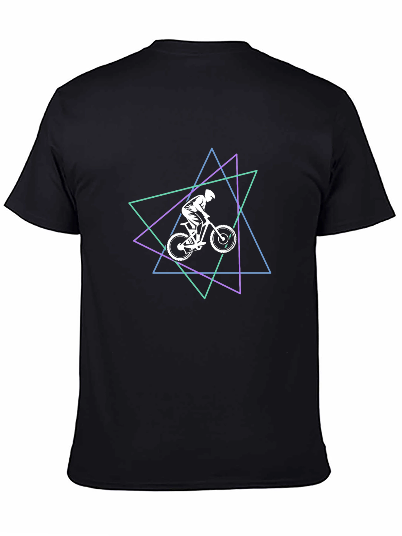Geometric Mountain Bike Graphic Tee - Black