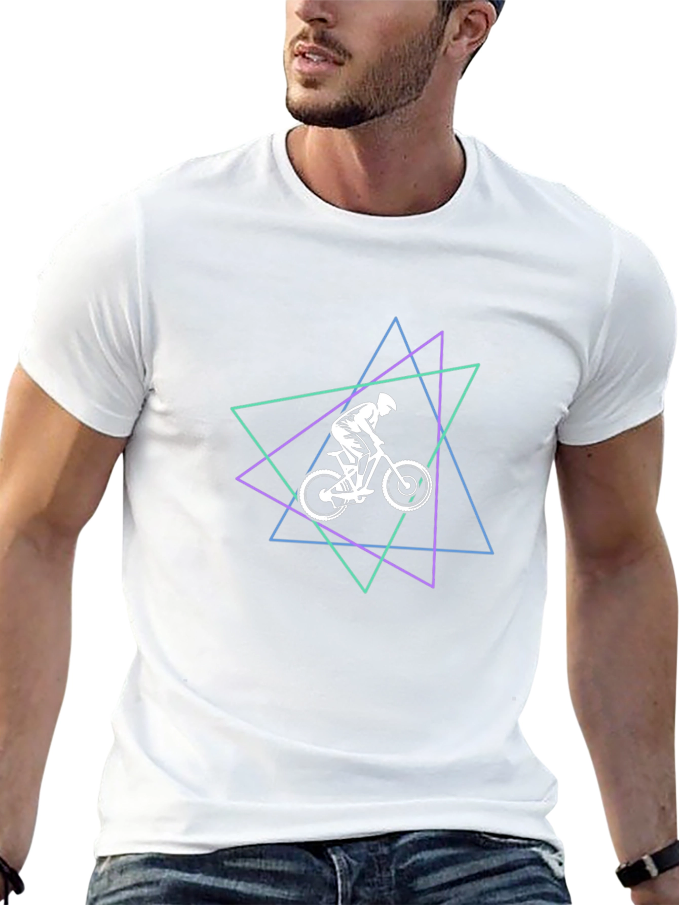 Geometric Mountain Bike Graphic Tee - Black