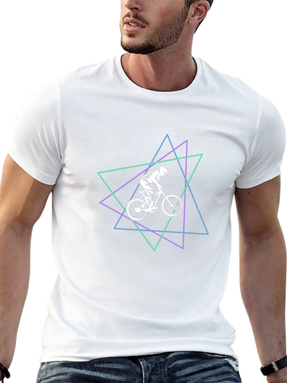 Geometric Mountain Bike Graphic Tee - Black
