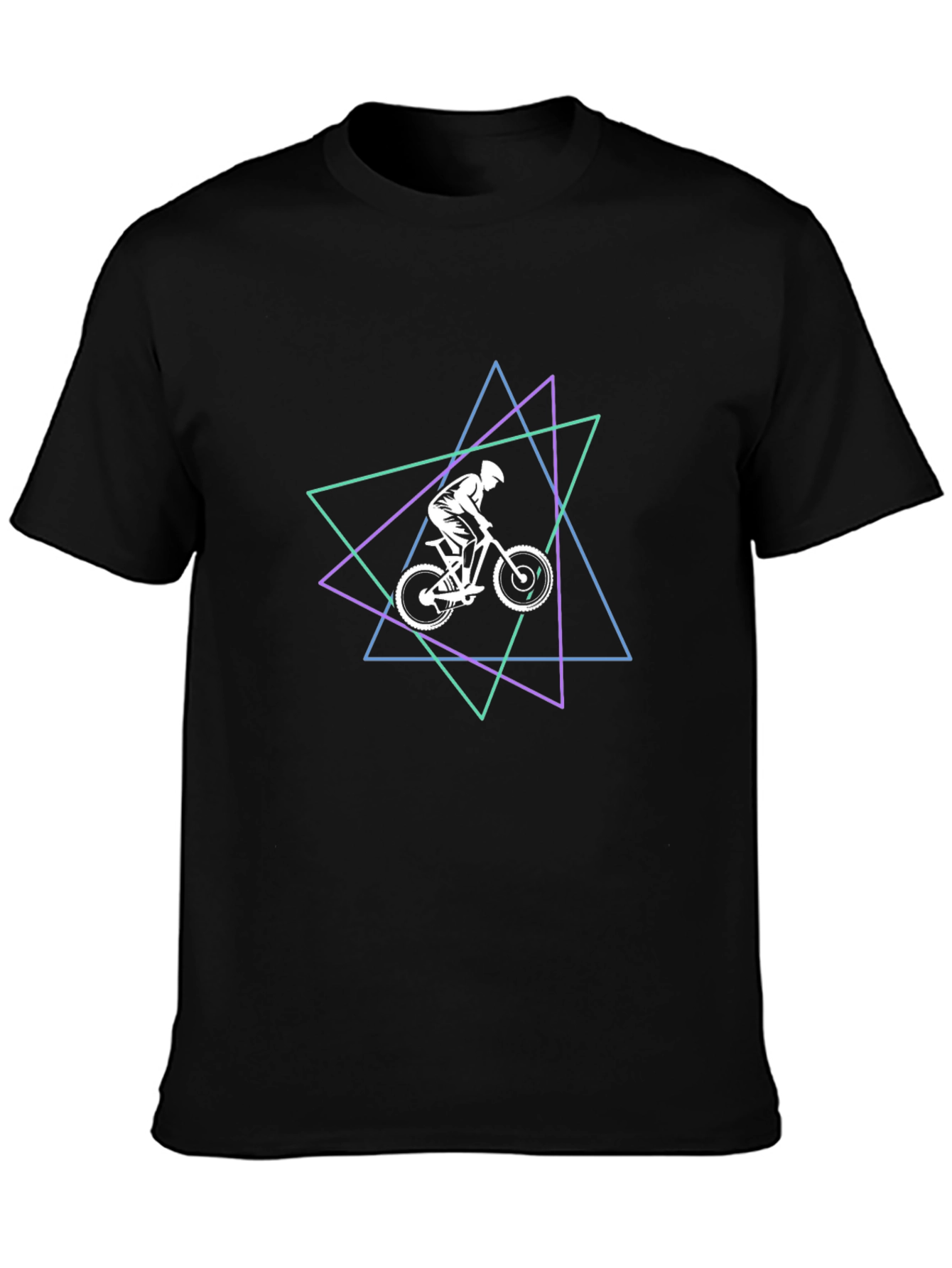 Geometric Mountain Bike Graphic Tee - Black