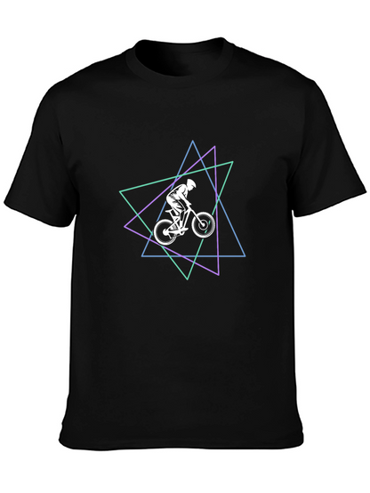 Geometric Mountain Bike Graphic Tee - Black