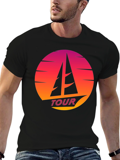 Retro Sunset Sailboat TOUR T-Shirt