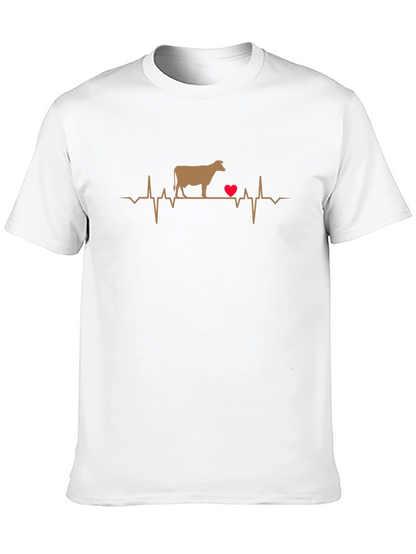 Cow Heartbeat T-Shirt - Black Graphic Tee