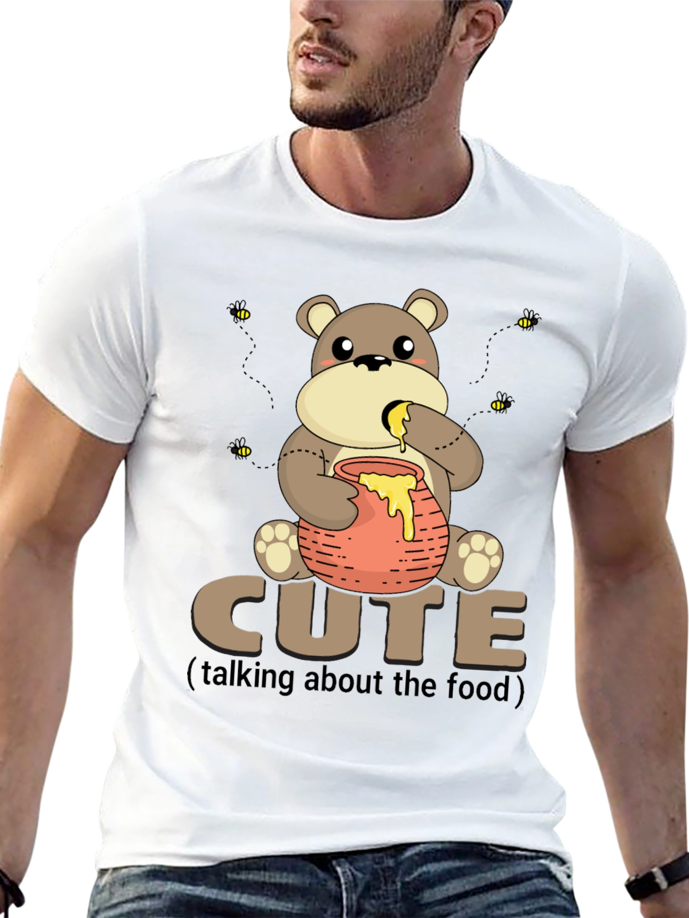 Cute Bear with Honey Pot Graphic T-Shirt