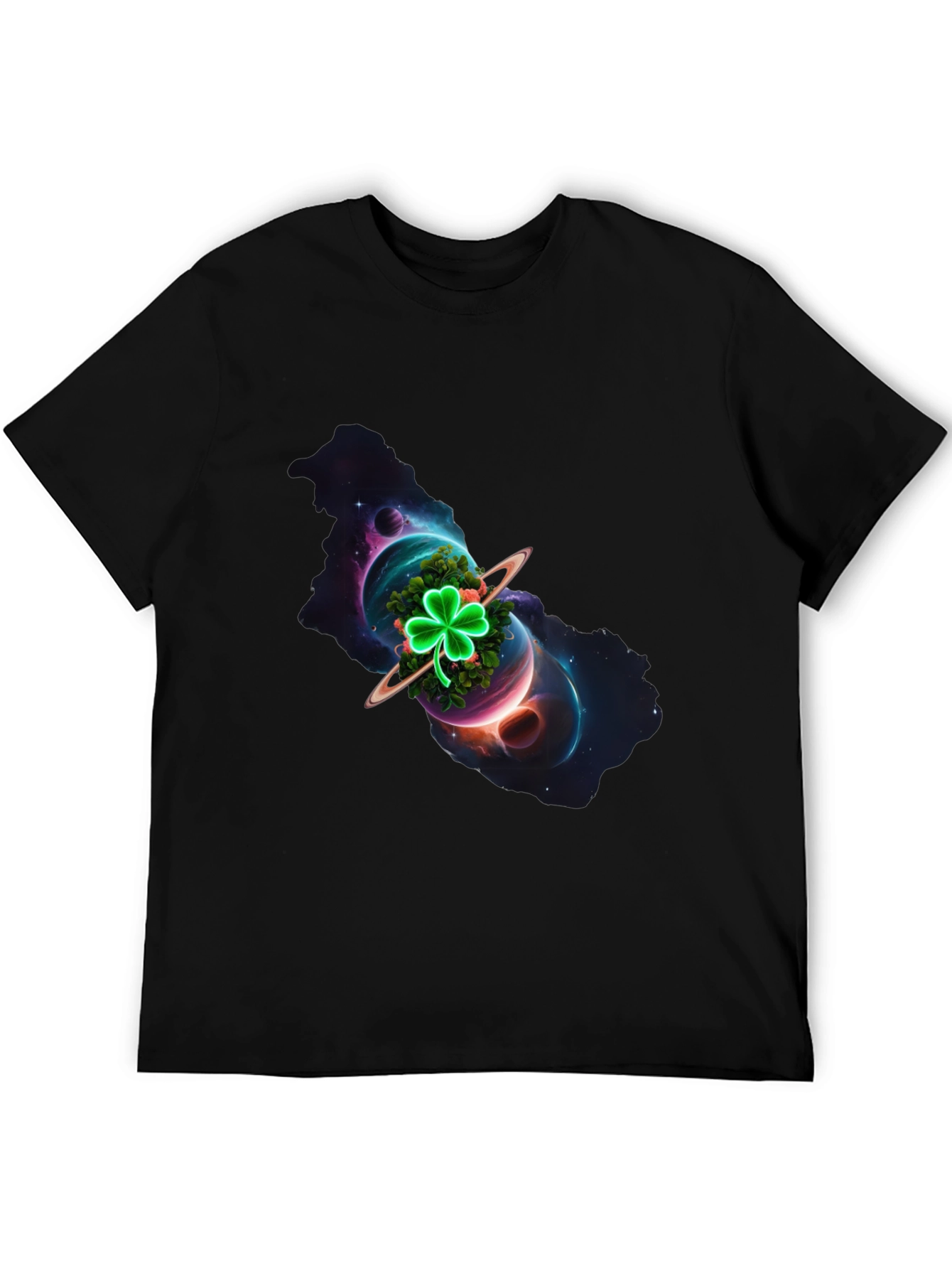 Cosmic Clover Graphic Tee - Luck in Space!