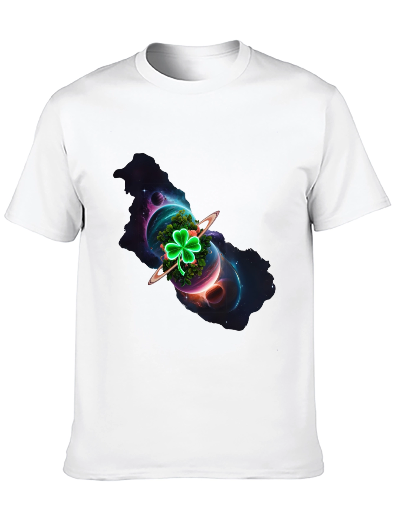 Cosmic Clover Graphic Tee - Luck in Space!