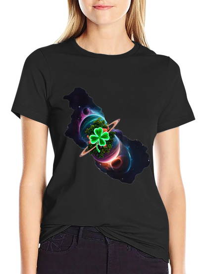 Cosmic Clover Graphic Tee - Luck in Space!