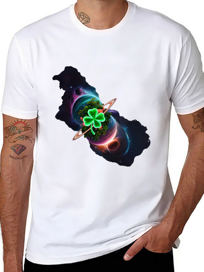 Cosmic Clover Graphic Tee - Luck in Space!