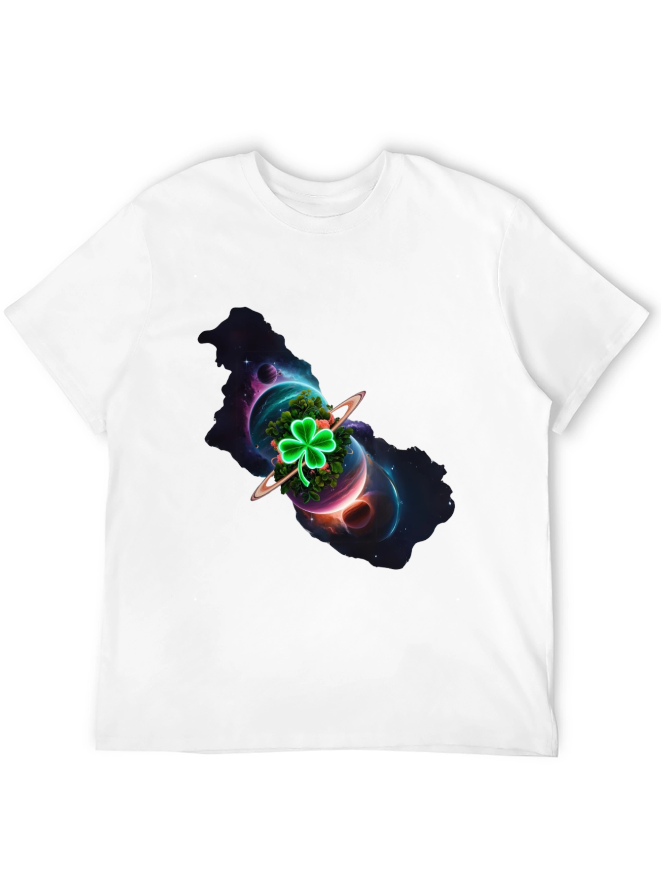 Cosmic Clover Graphic Tee - Luck in Space!