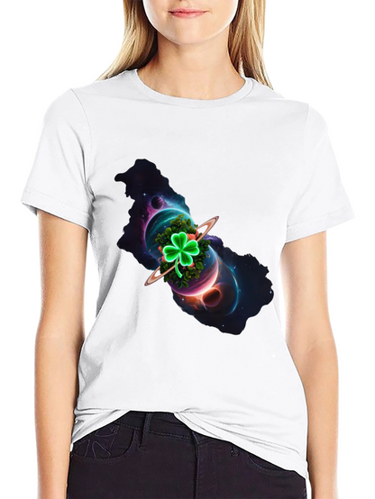 Cosmic Clover Graphic Tee - Luck in Space!