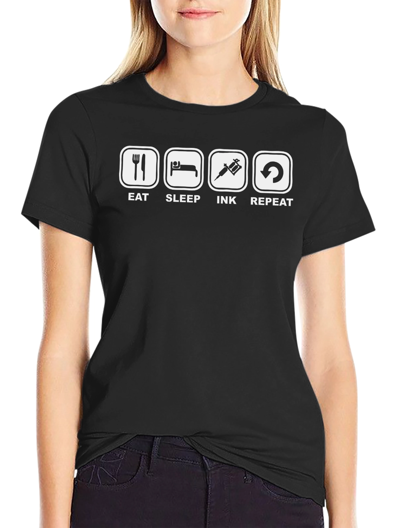 Eat Sleep Ink Repeat Black T-Shirt - Tattoo Lover