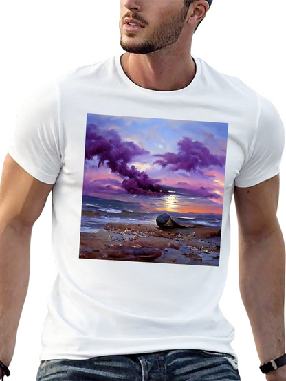 Sunset Beach T-Shirt - Artistic Coastal Design