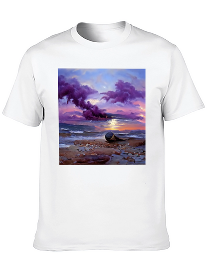 Sunset Beach T-Shirt - Artistic Coastal Design