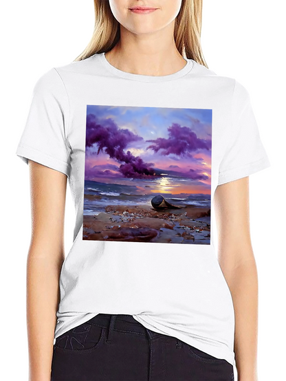 Sunset Beach T-Shirt - Artistic Coastal Design