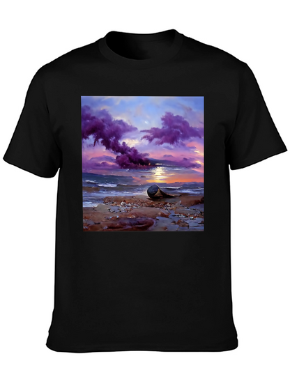 Sunset Beach T-Shirt - Artistic Coastal Design