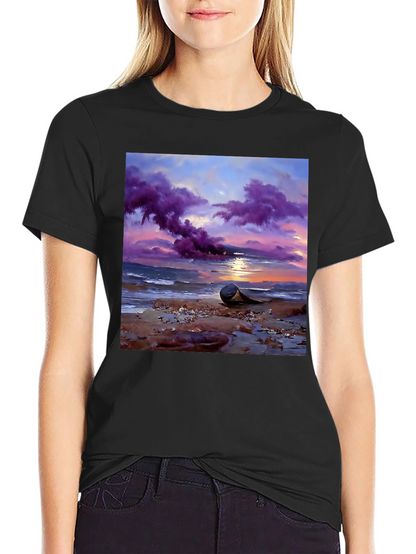 Sunset Beach T-Shirt - Artistic Coastal Design