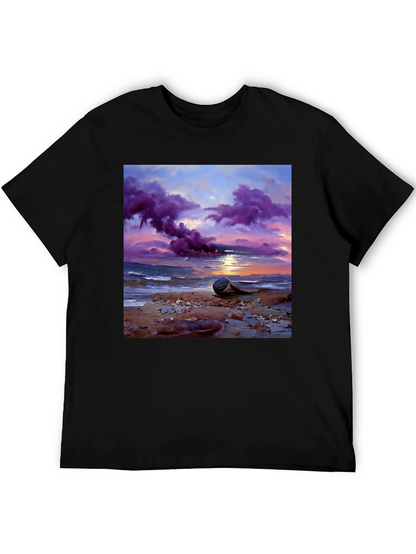 Sunset Beach T-Shirt - Artistic Coastal Design