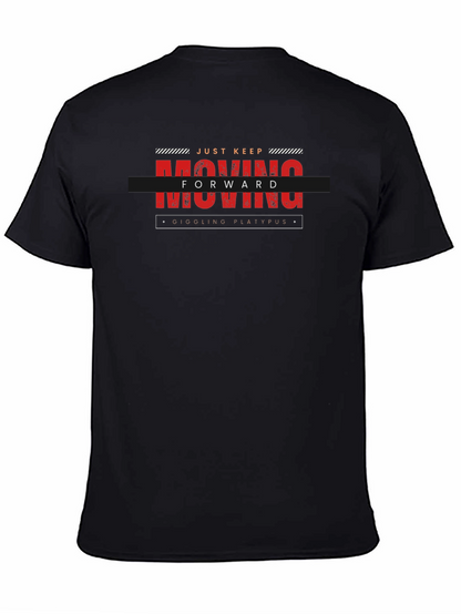 Just Keep Moving Forward Black Graphic Tee
