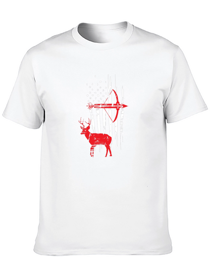 American Flag Deer Bow Hunting T-Shirt