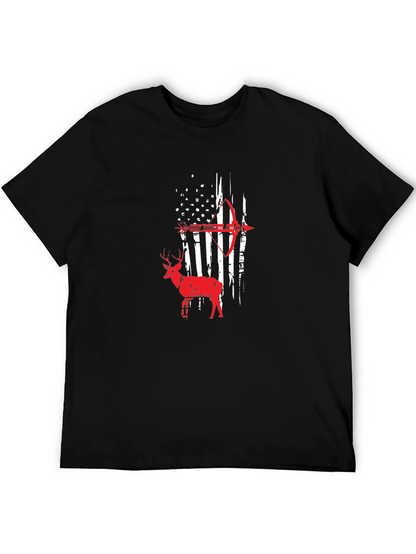 American Flag Deer Bow Hunting T-Shirt