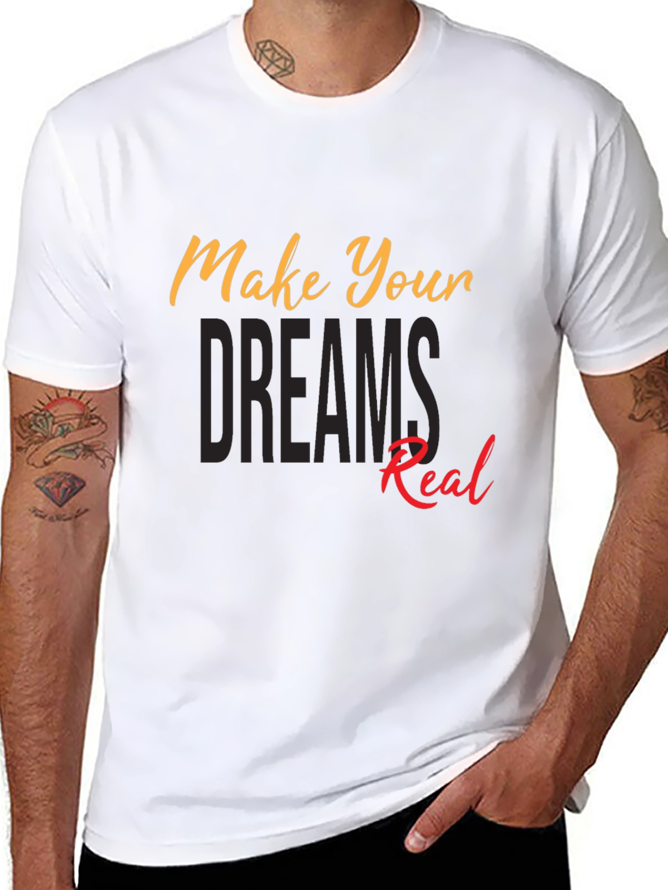 Motivational Make Your Dreams Real Black T-Shirt
