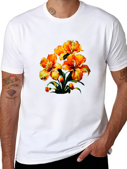 Floral Print Black Casual T-Shirt